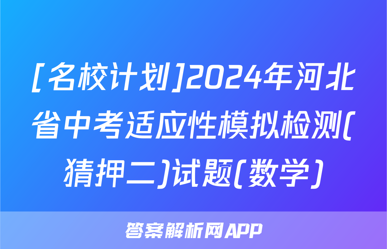 [名校计划]2024年河北省中考适应性模拟检测(猜押二)试题(数学)