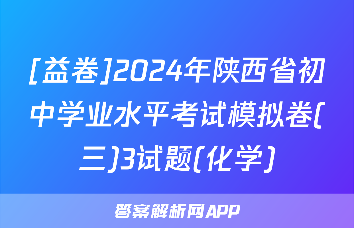 [益卷]2024年陕西省初中学业水平考试模拟卷(三)3试题(化学)