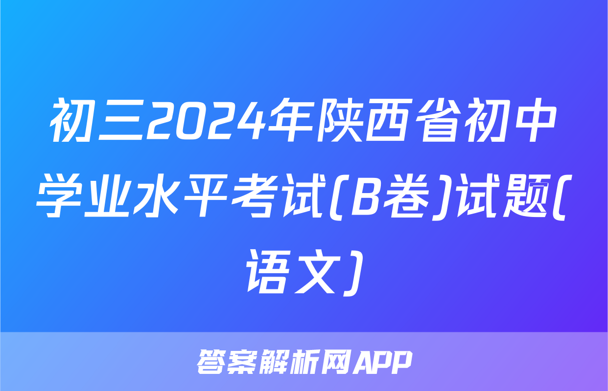 初三2024年陕西省初中学业水平考试(B卷)试题(语文)