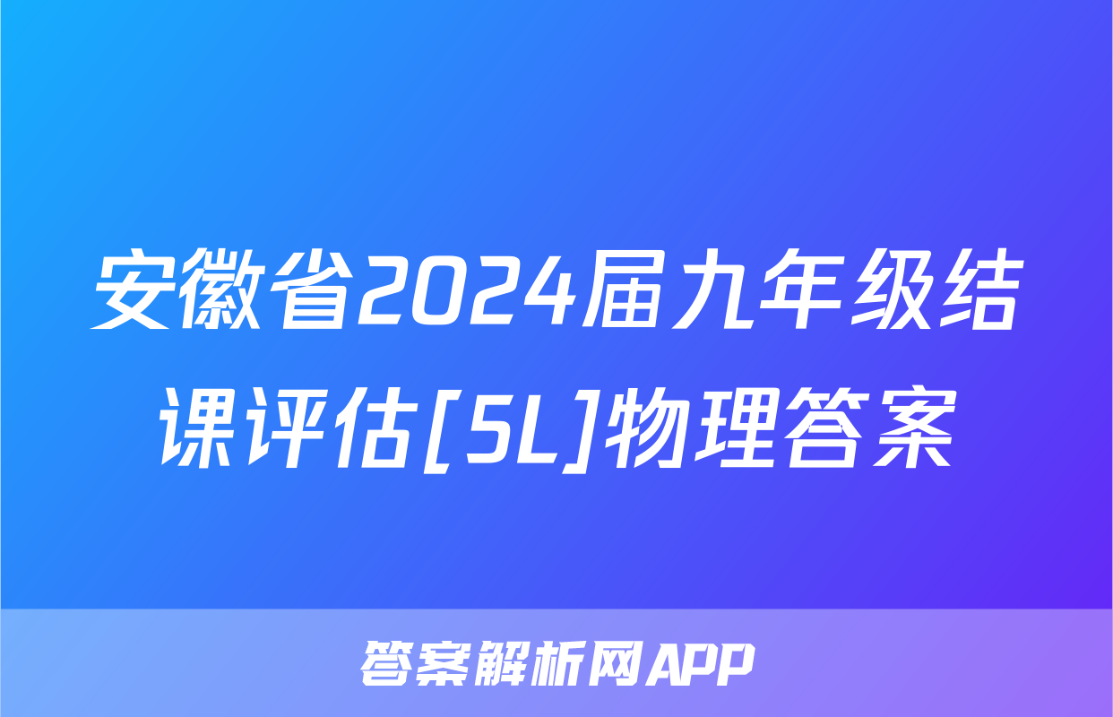 安徽省2024届九年级结课评估[5L]物理答案