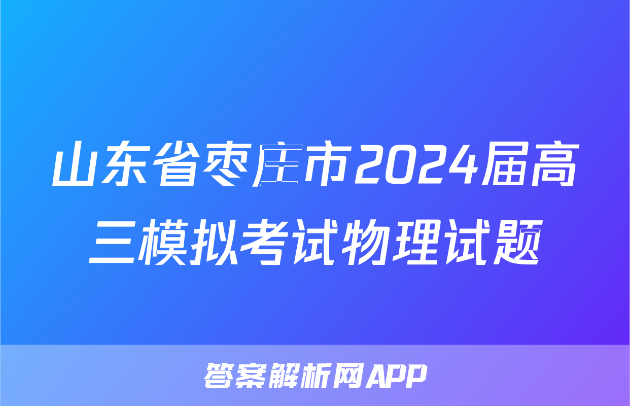 山东省枣庄市2024届高三模拟考试物理试题