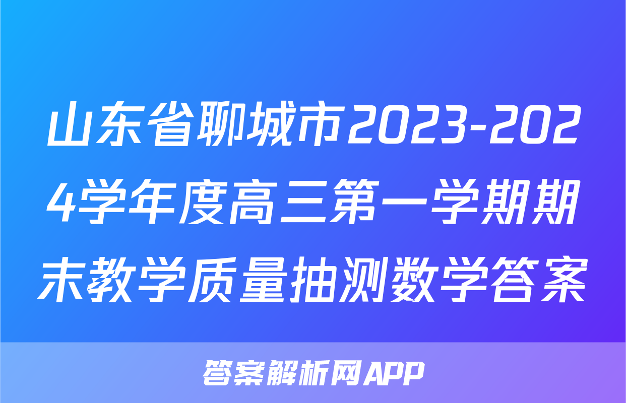 山东省聊城市2023-2024学年度高三第一学期期末教学质量抽测数学答案