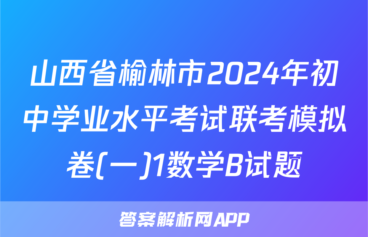 山西省榆林市2024年初中学业水平考试联考模拟卷(一)1数学B试题
