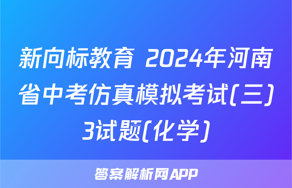 新向标教育 2024年河南省中考仿真模拟考试(三)3试题(化学)