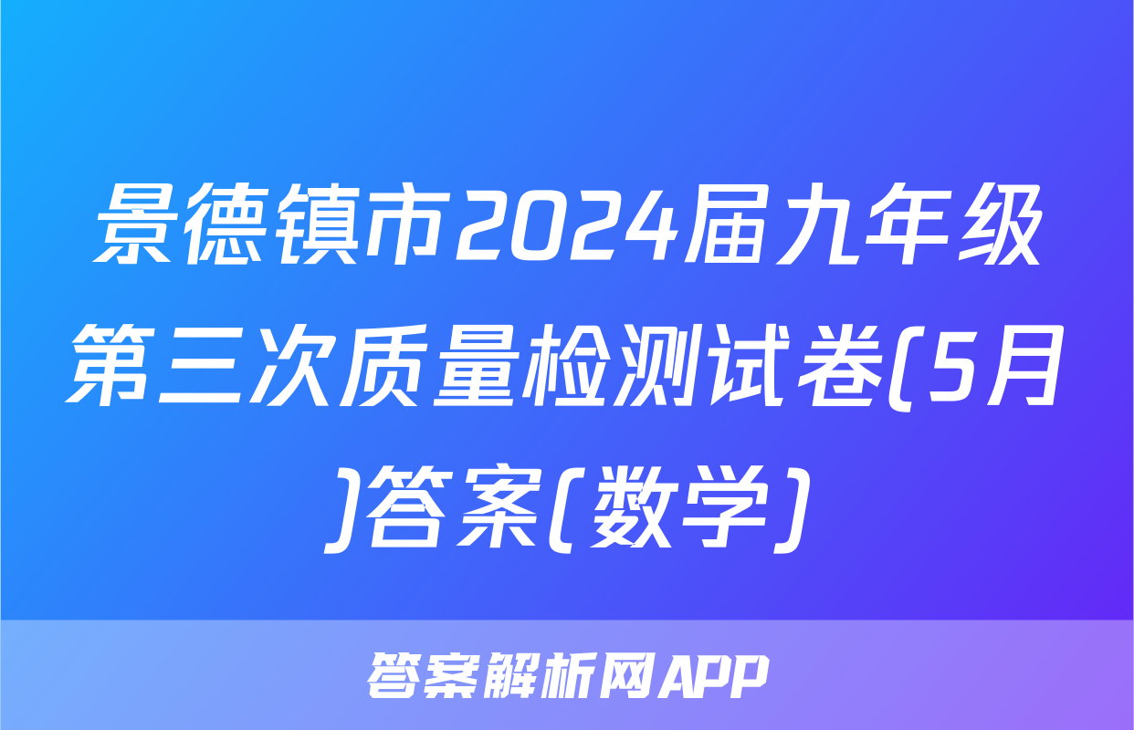 景德镇市2024届九年级第三次质量检测试卷(5月)答案(数学)