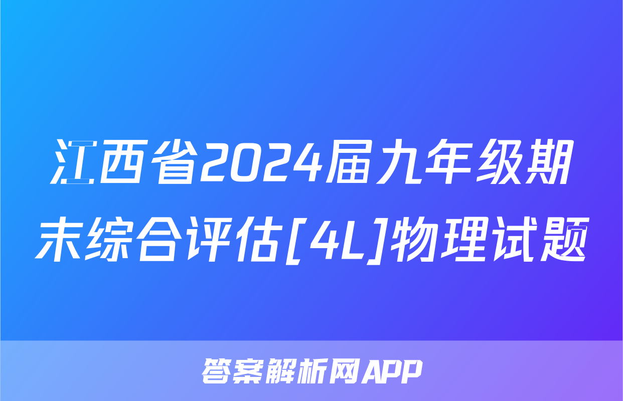 江西省2024届九年级期末综合评估[4L]物理试题
