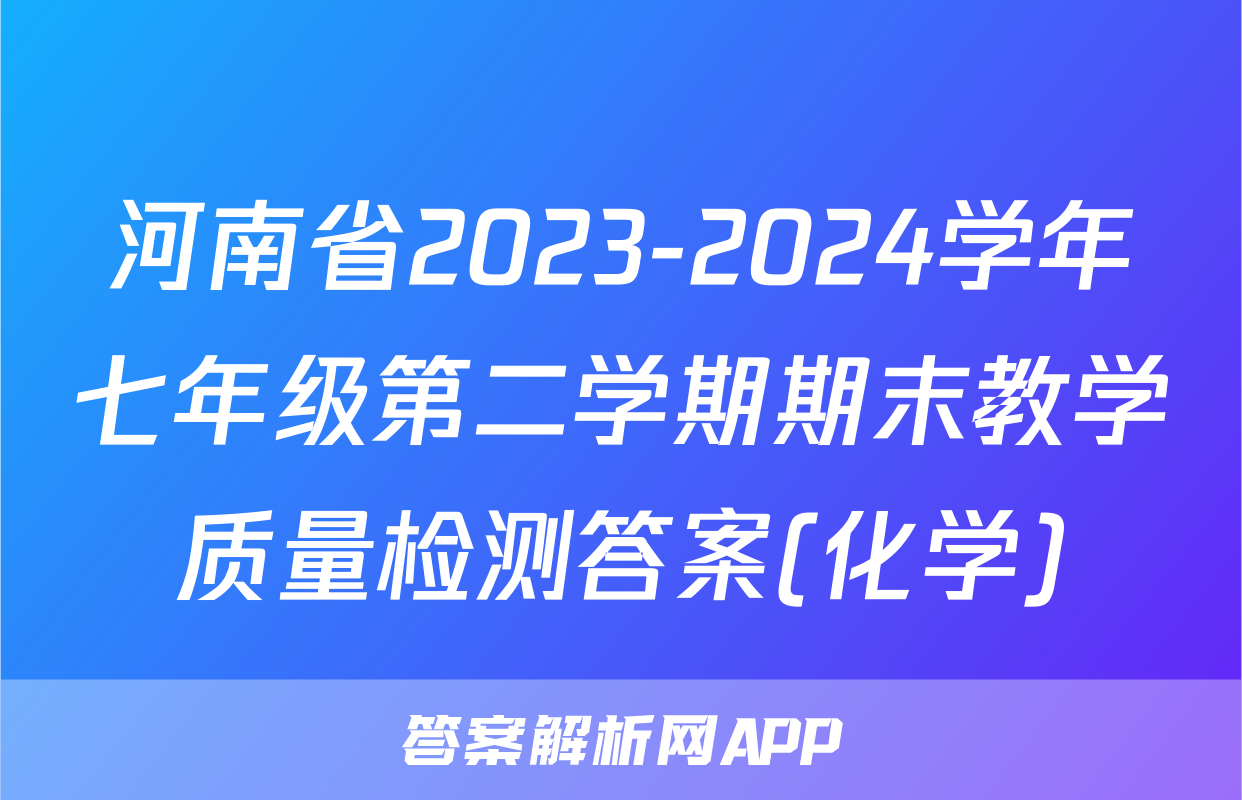 河南省2023-2024学年七年级第二学期期末教学质量检测答案(化学)