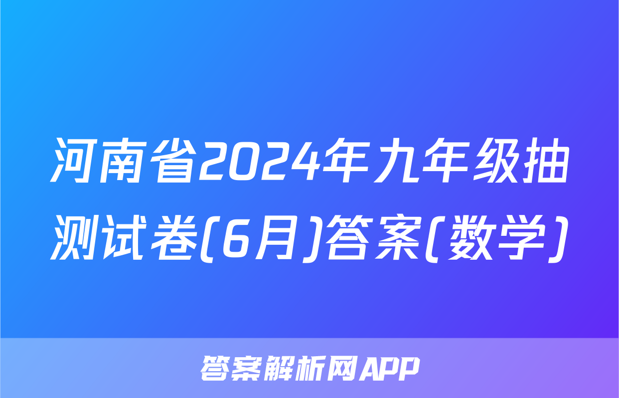 河南省2024年九年级抽测试卷(6月)答案(数学)