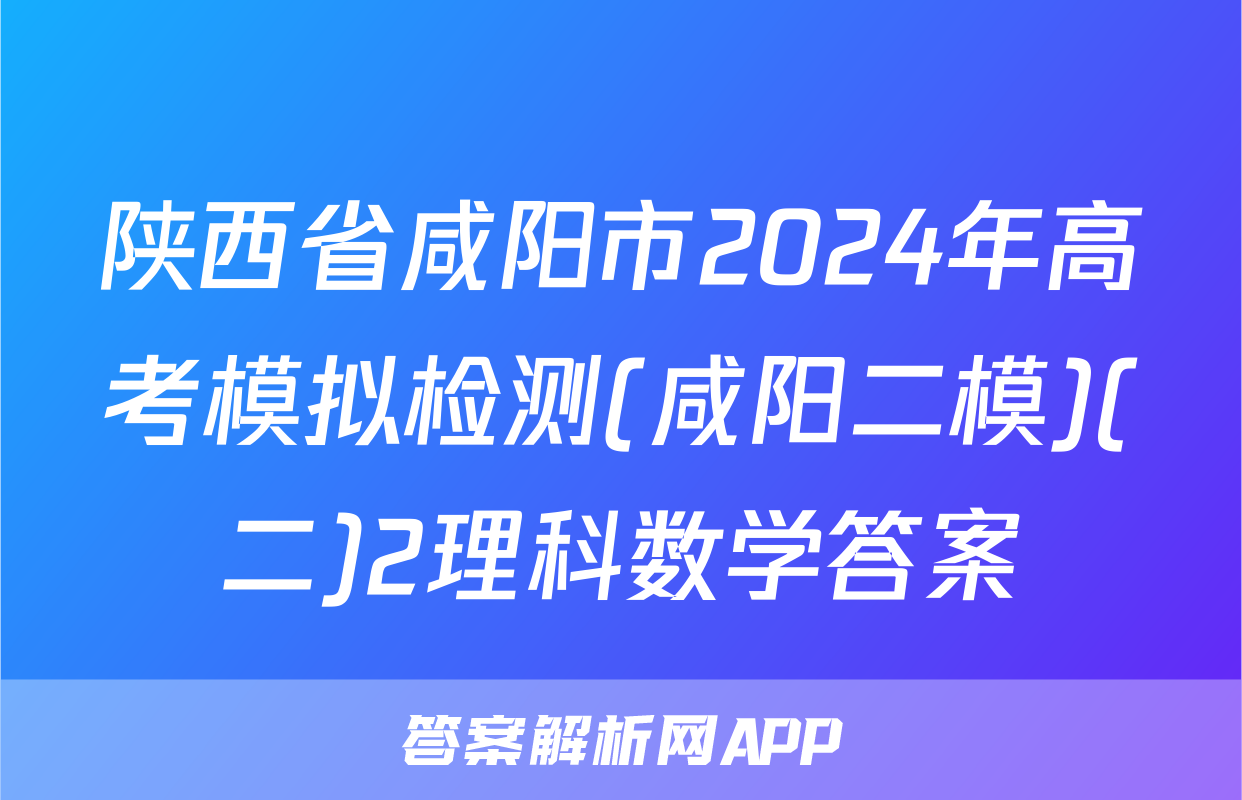 陕西省咸阳市2024年高考模拟检测(咸阳二模)(二)2理科数学答案