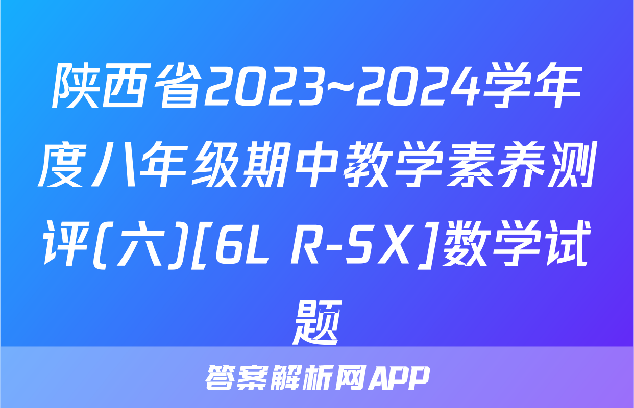陕西省2023~2024学年度八年级期中教学素养测评(六)[6L R-SX]数学试题