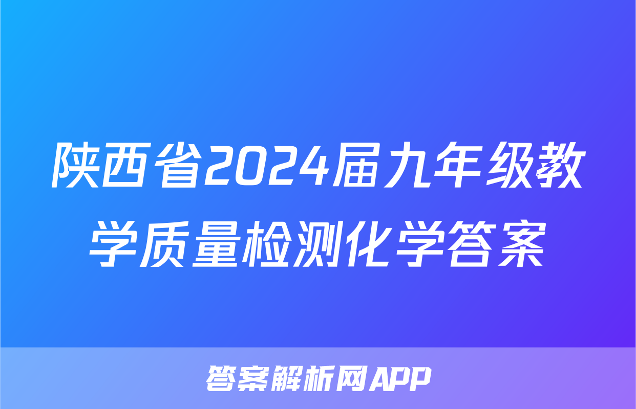 陕西省2024届九年级教学质量检测化学答案