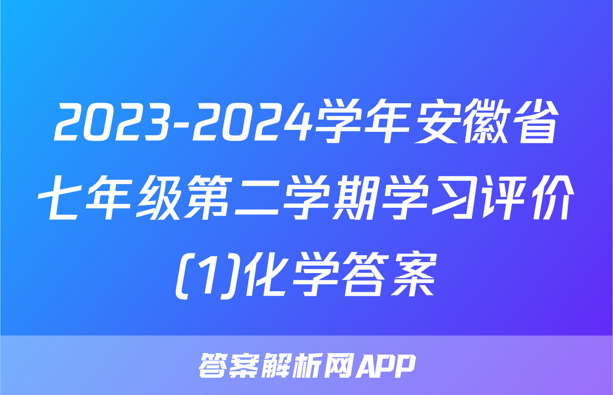 2023-2024学年安徽省七年级第二学期学习评价(1)化学答案