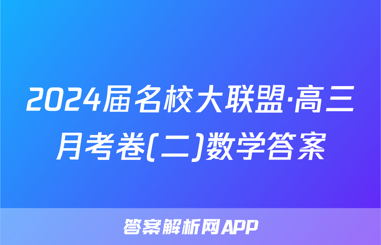2024届名校大联盟·高三月考卷(二)数学答案