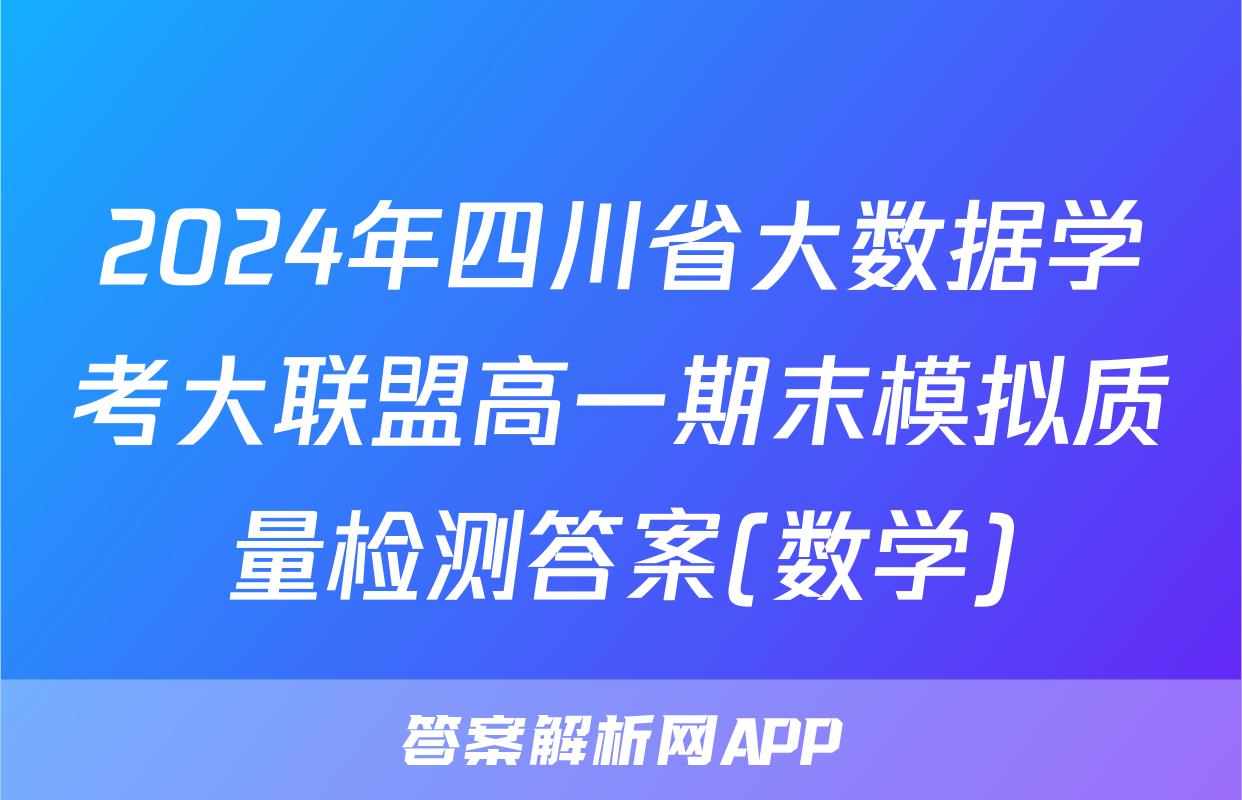 2024年四川省大数据学考大联盟高一期末模拟质量检测答案(数学)