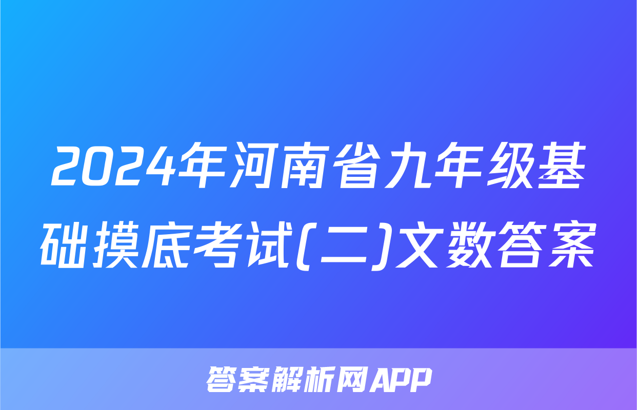 2024年河南省九年级基础摸底考试(二)文数答案