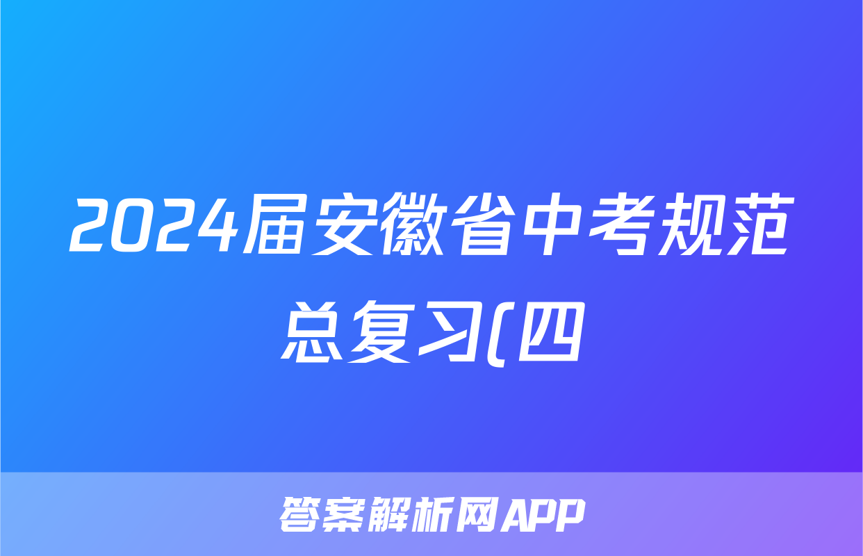 2024届安徽省中考规范总复习(四)4数学答案
