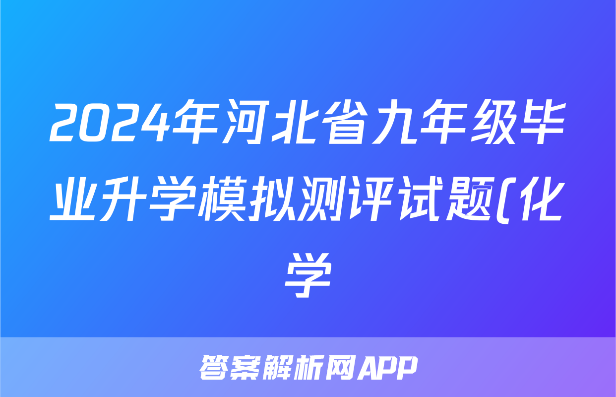 2024年河北省九年级毕业升学模拟测评试题(化学)