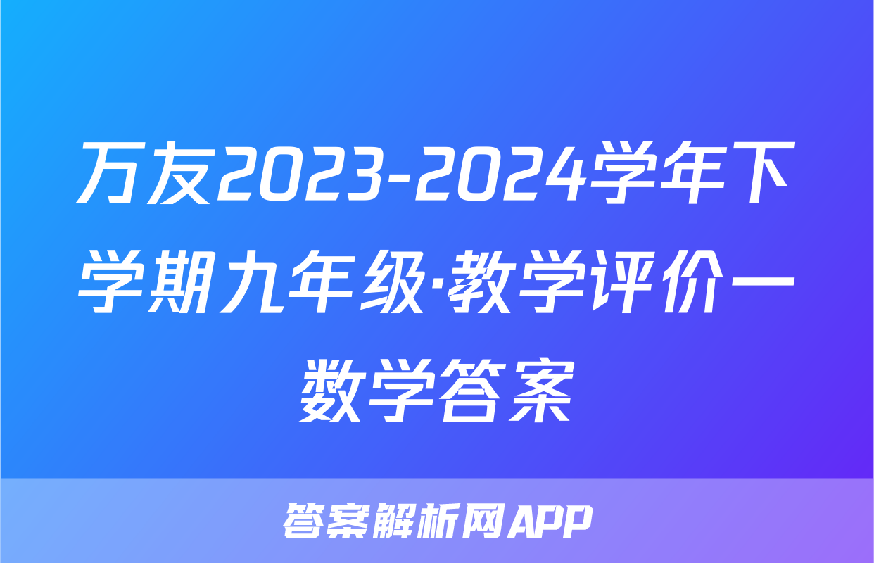 万友2023-2024学年下学期九年级·教学评价一数学答案