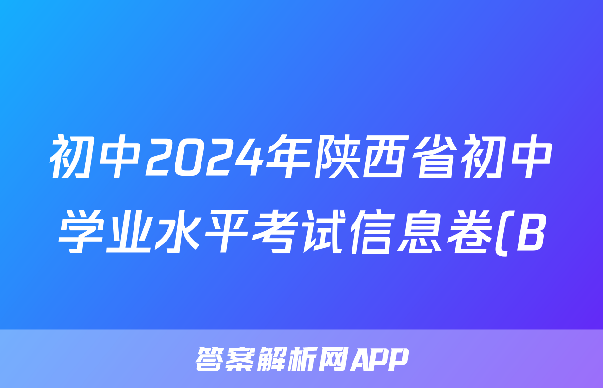 初中2024年陕西省初中学业水平考试信息卷(B)试题(化学)