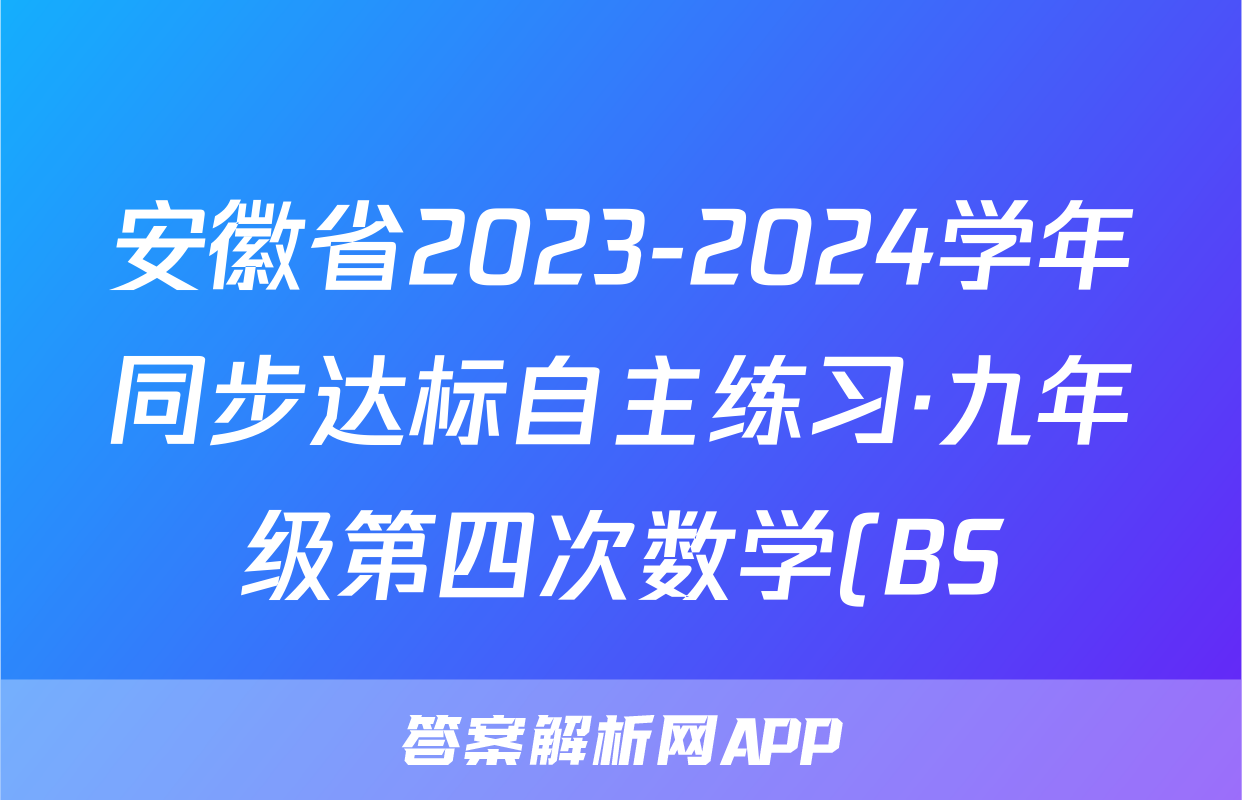 安徽省2023-2024学年同步达标自主练习·九年级第四次数学(BS)试题