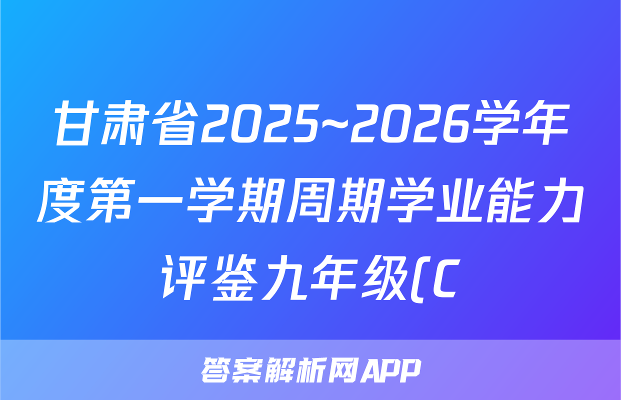 甘肃省2025~2026学年度第一学期周期学业能力评鉴九年级(C)数学试题