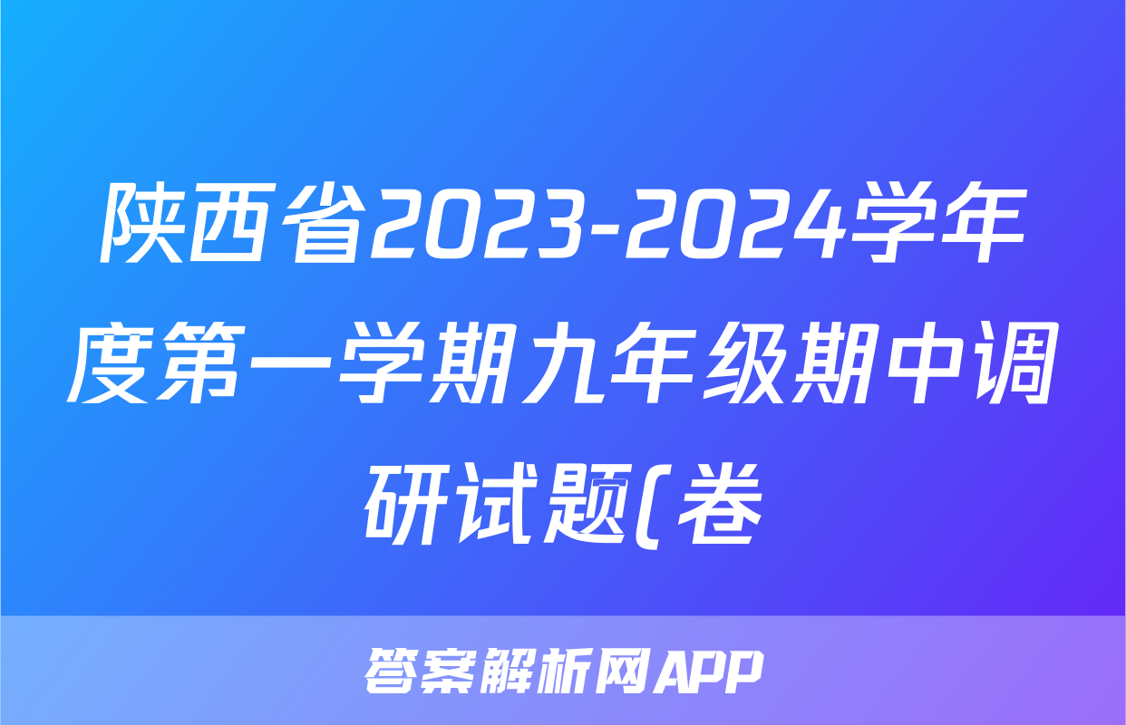 陕西省2023-2024学年度第一学期九年级期中调研试题(卷)B英语试卷试卷答案