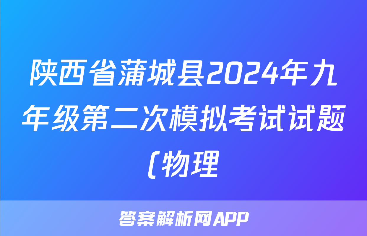 陕西省蒲城县2024年九年级第二次模拟考试试题(物理)